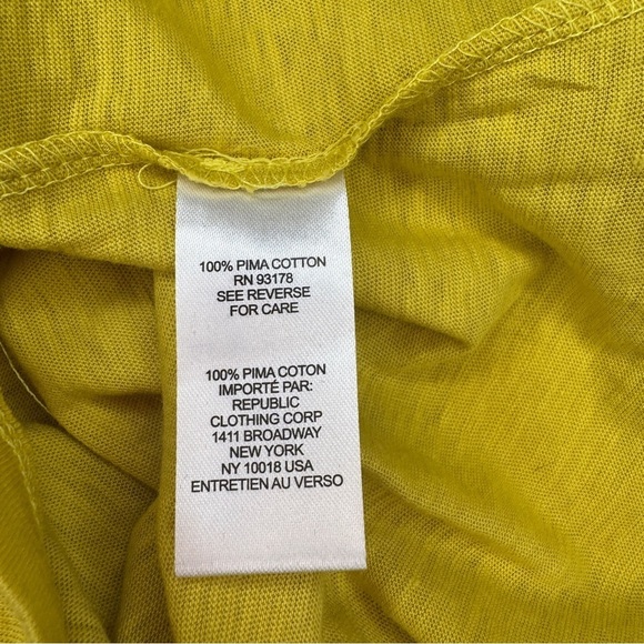 Industry Republic Ruffle Sleeve Tee XS Yellow Pima Cotton NWT - Picture 9 of 10
